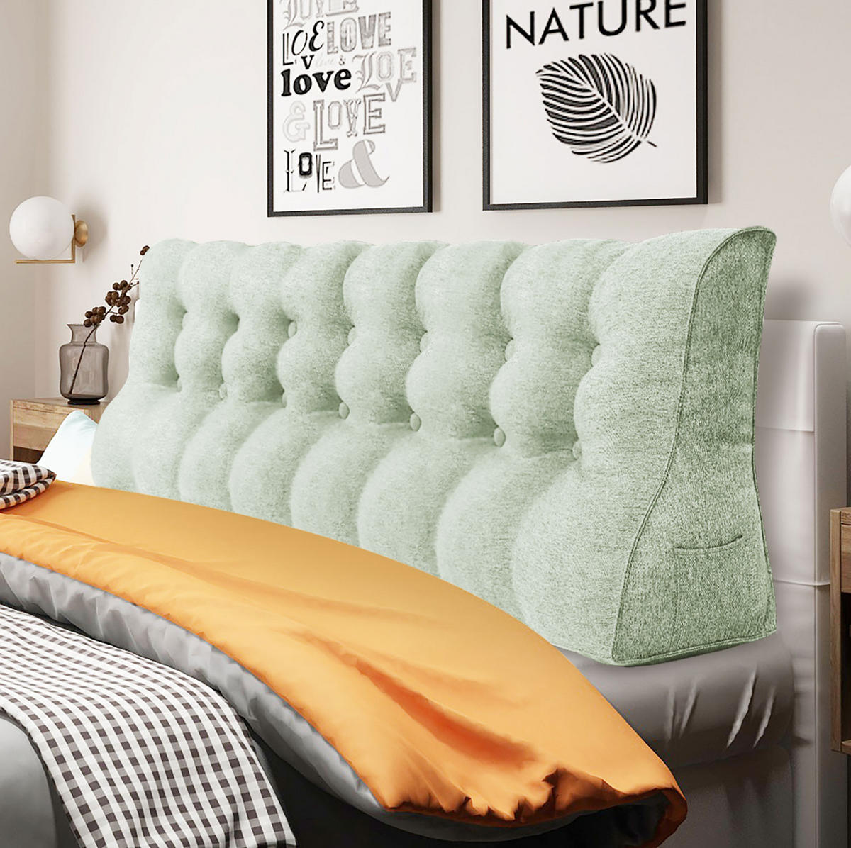 RÜCKENKISSEN Körperkontur Leinenlook Weiß 200 cm - Weiß, Textil (55/200cm) - Vercart