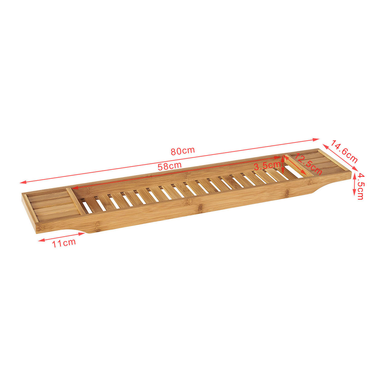 BADEWANNENABLAGE 80cm - Naturfarben, Holz (80/5/15cm) - SoBuy