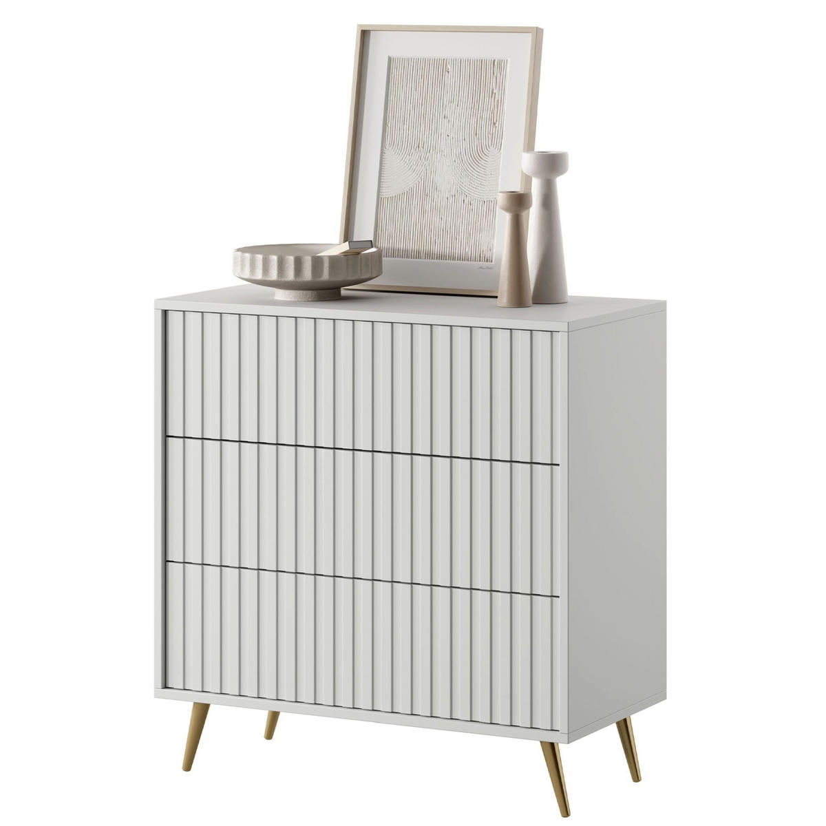 SIDEBOARD Bello weiß mit goldenen Beinen, 79 cm - Goldfarben/Weiß, Holzwerkstoff/Metall (79/78/38cm) - Selsey
