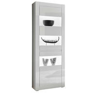 VITRINE Hochglanz weiß, mit weiß oder grau, 66 x 200 cm Soft-Close - Weiß Hochglanz/Weiß, Glas/Holzwerkstoff (66/198/35cm) - Furn.Design