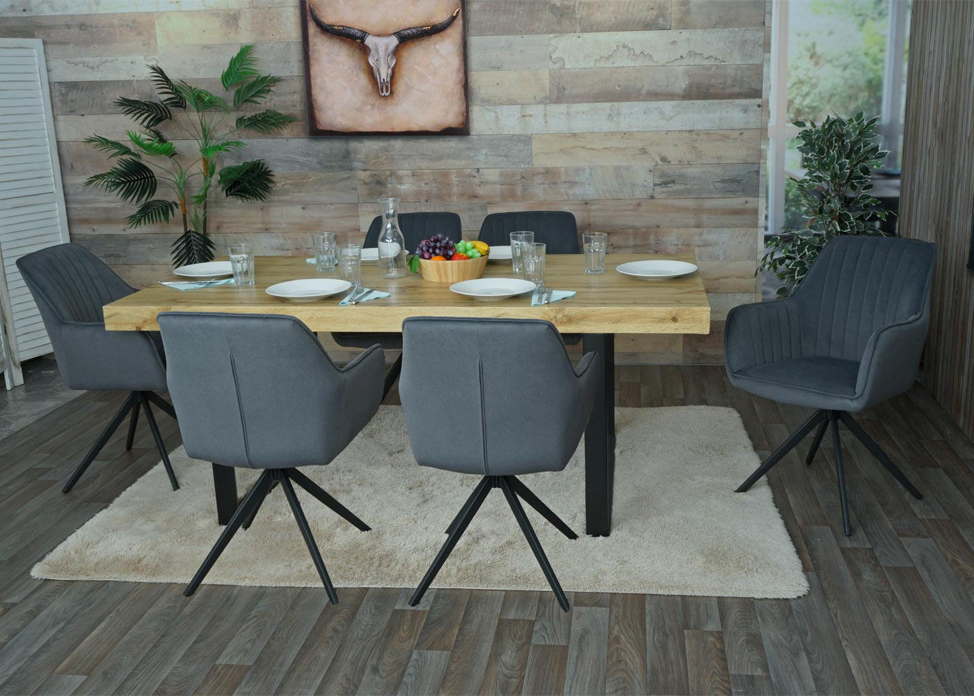 ESSZIMMERSTUHL Anthrazit 6er-Set - Anthrazit, Textil (58/87/55cm) - MCW