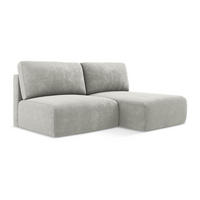 ECKSOFA mit Schlaffunktion rechts Chenille Stoff Grau - Hellgrau/Schwarz, Kunststoff/Textil (210/149cm) - Makamii
