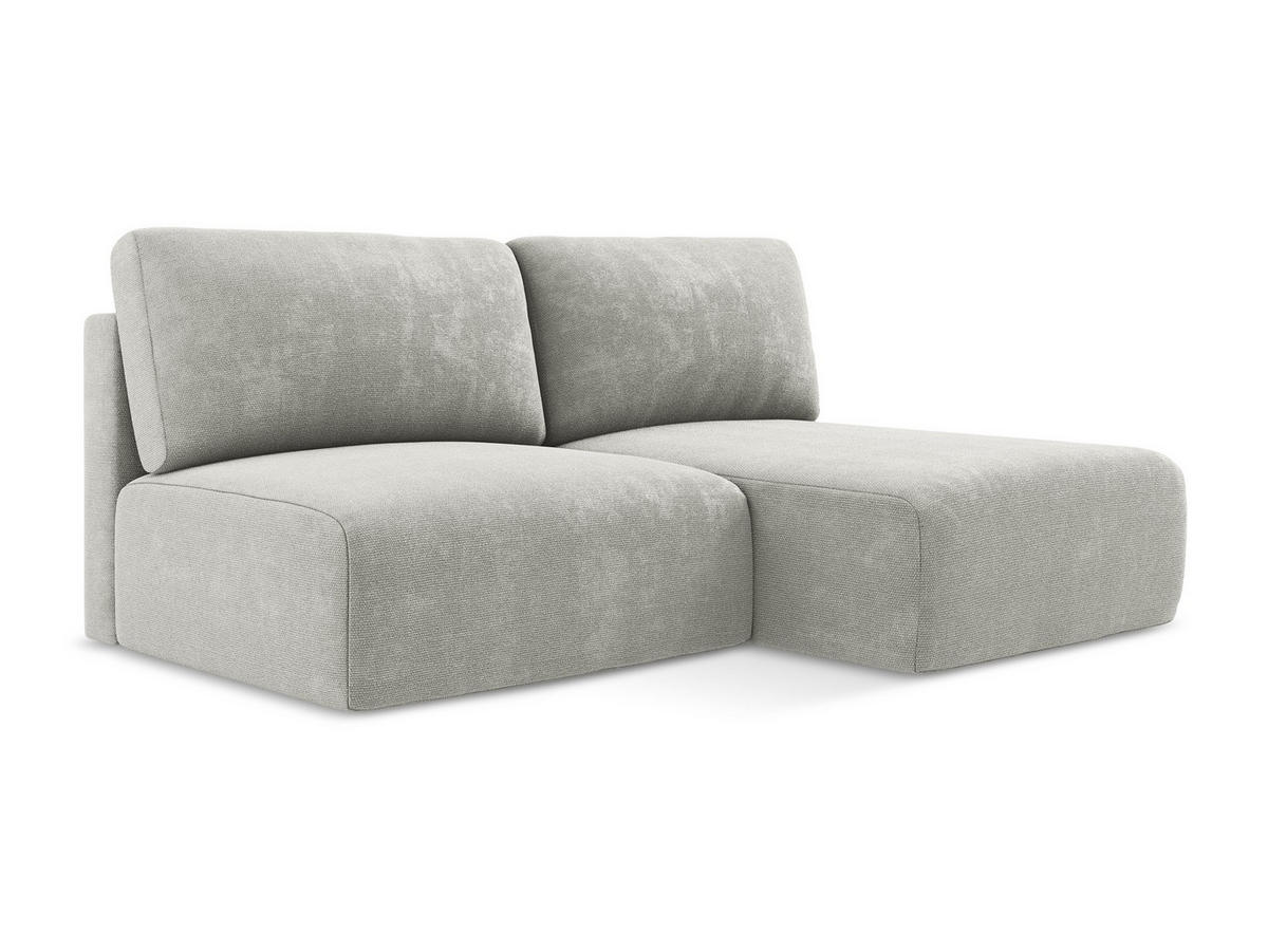 ECKSOFA mit Schlaffunktion rechts Chenille Stoff Grau - Hellgrau/Schwarz, Kunststoff/Textil (210/149cm) - Makamii