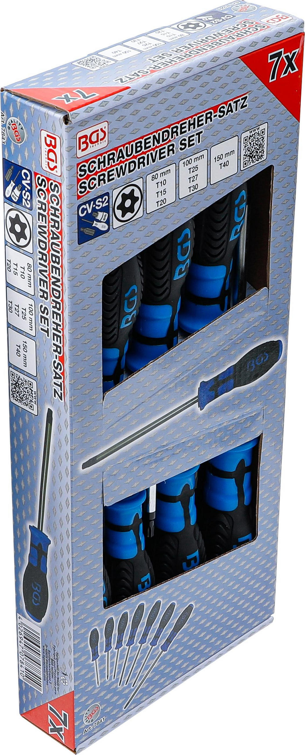 SCHRAUBENDREHER-SATZ | T-PROFIL (FÜR TORX) MIT BOHRUNG | T10 - T40 | - Multicolor, Kunststoff/Metall (1/1cm) - BGS technic