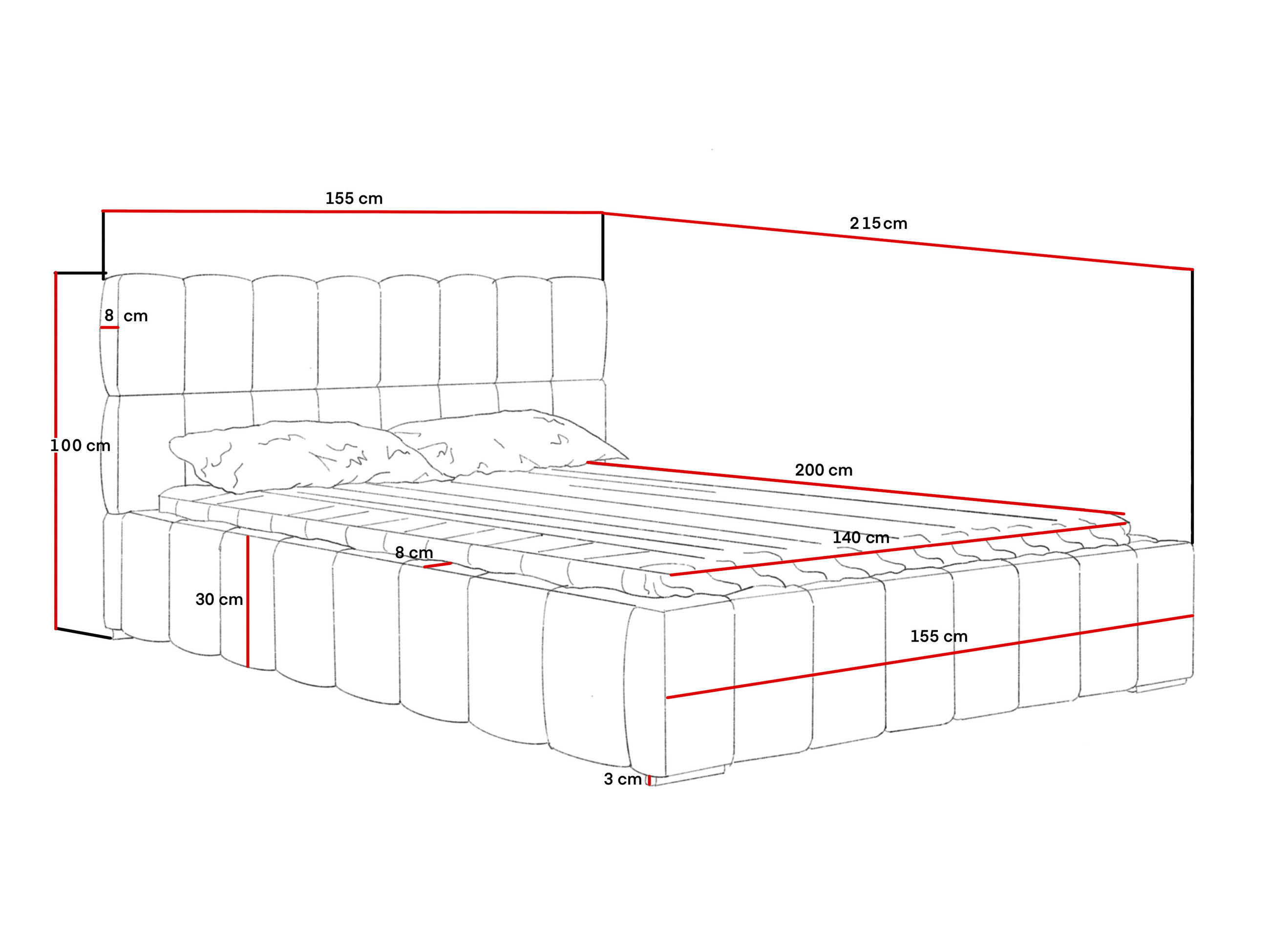Thumbnail - Marpur Polsterbett, Dunkelgrau, Textil, Höhe ca. 15 cm, 140x200 cm, Oeko-Tex® Standard 100, Schlafzimmer, Betten, Polste...
