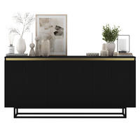 SIDEBOARD Selene 3D Schwarz Matt mit metallrahmen Glamour 167 cm - Schwarz, Holzwerkstoff/Metall (167/79/35cm) - Meble Lindner