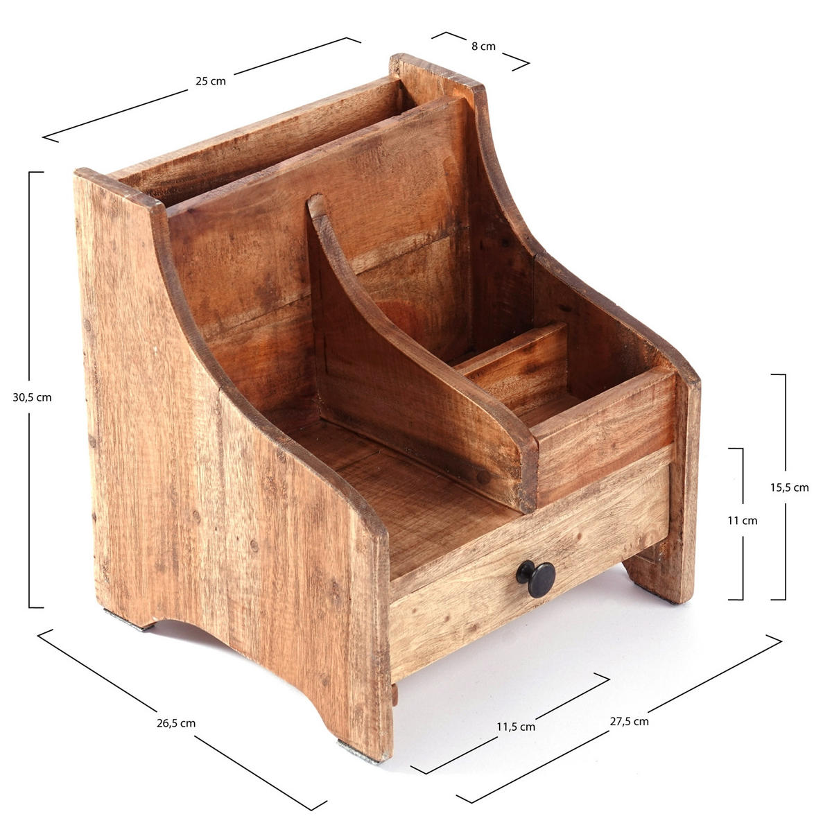 ORGANIZER College Mahagoni Massivolz, mit Schublade naturfarben - Naturfarben, Holz (28/27/30cm) - CREEDWOOD