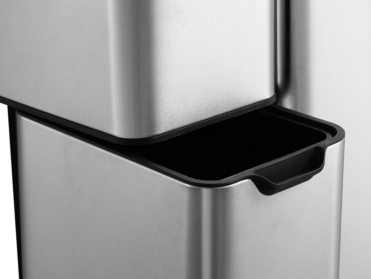 TRETABFALLEIMER aus Edelstahl - 3 Behälter - 60 l - DUMEO - Silberfarben, Metall (46.7/71.9/39cm) - Vente-Unique