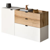 SCHUHSCHRANK weiß, Evoke Eiche 120 cm, Flur Kommode hängend mit Soft-Close - Eichefarben/Schwarz, Holzwerkstoff/Kunststoff (120/64/37cm) - Inn.Furn