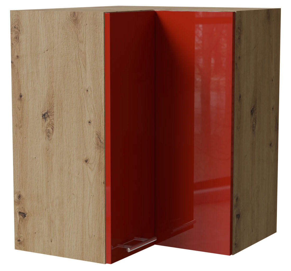 ECKHÄNGESCHRANK Brerra W12/60 Eiche Artisan / RAL 3002 karminrot Hochglanz 60 / 60 / 72cm - Rot/Eiche Artisan, Holz/Holzwerkstoff (60/72/60cm) - Feldmann-Wohnen