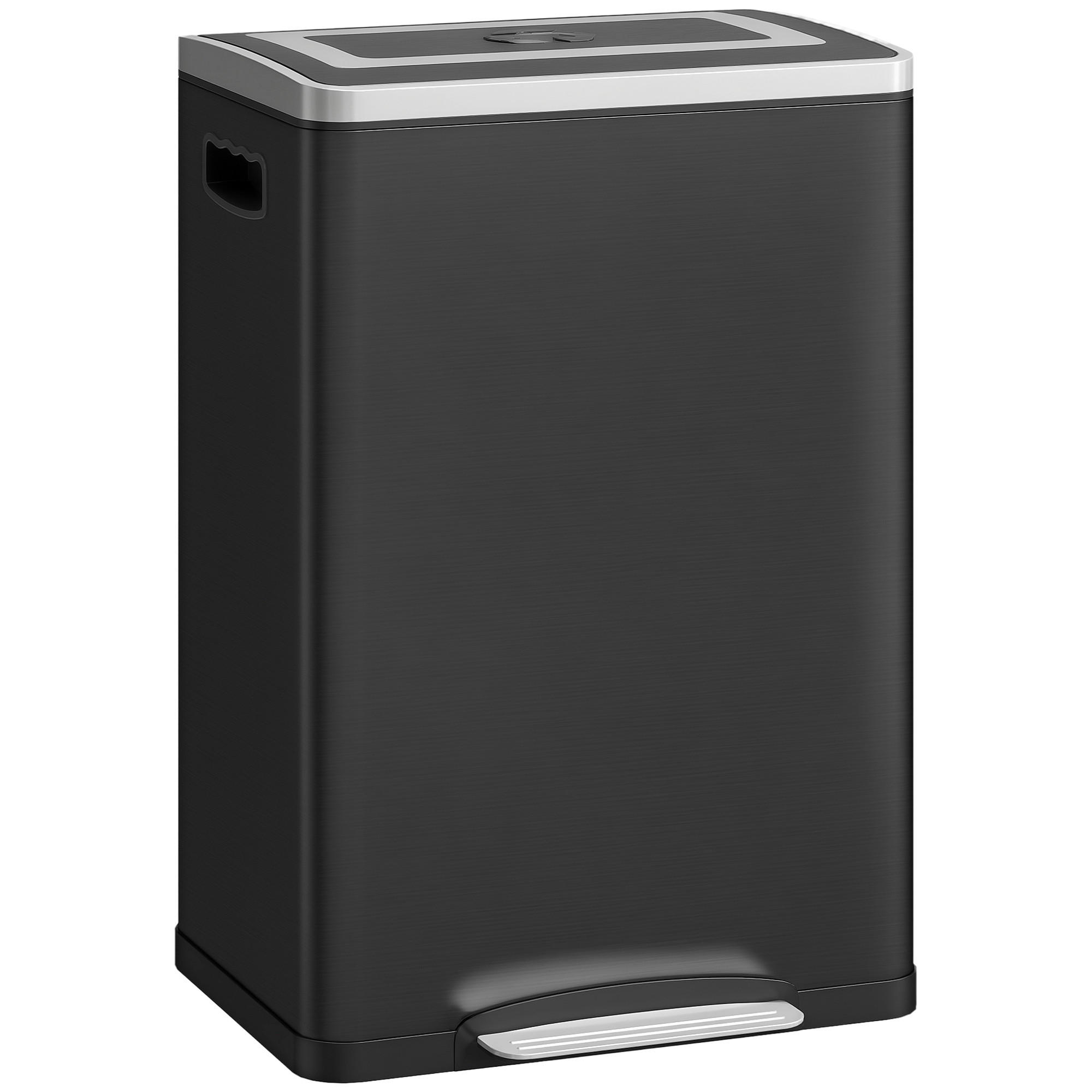 MÜLLTRENNSYSTEM Schwarz Soft-Close Pedal Edelstahl 2x20L - Schwarz, Metall (40/59/34.8cm) - PANGIVO