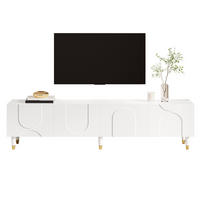 TV-SCHRANK Lowboard 4 Türen Bogenrelief Holzbeine modern - Weiß, Holzwerkstoff (40/50/180cm) - FLIEKS