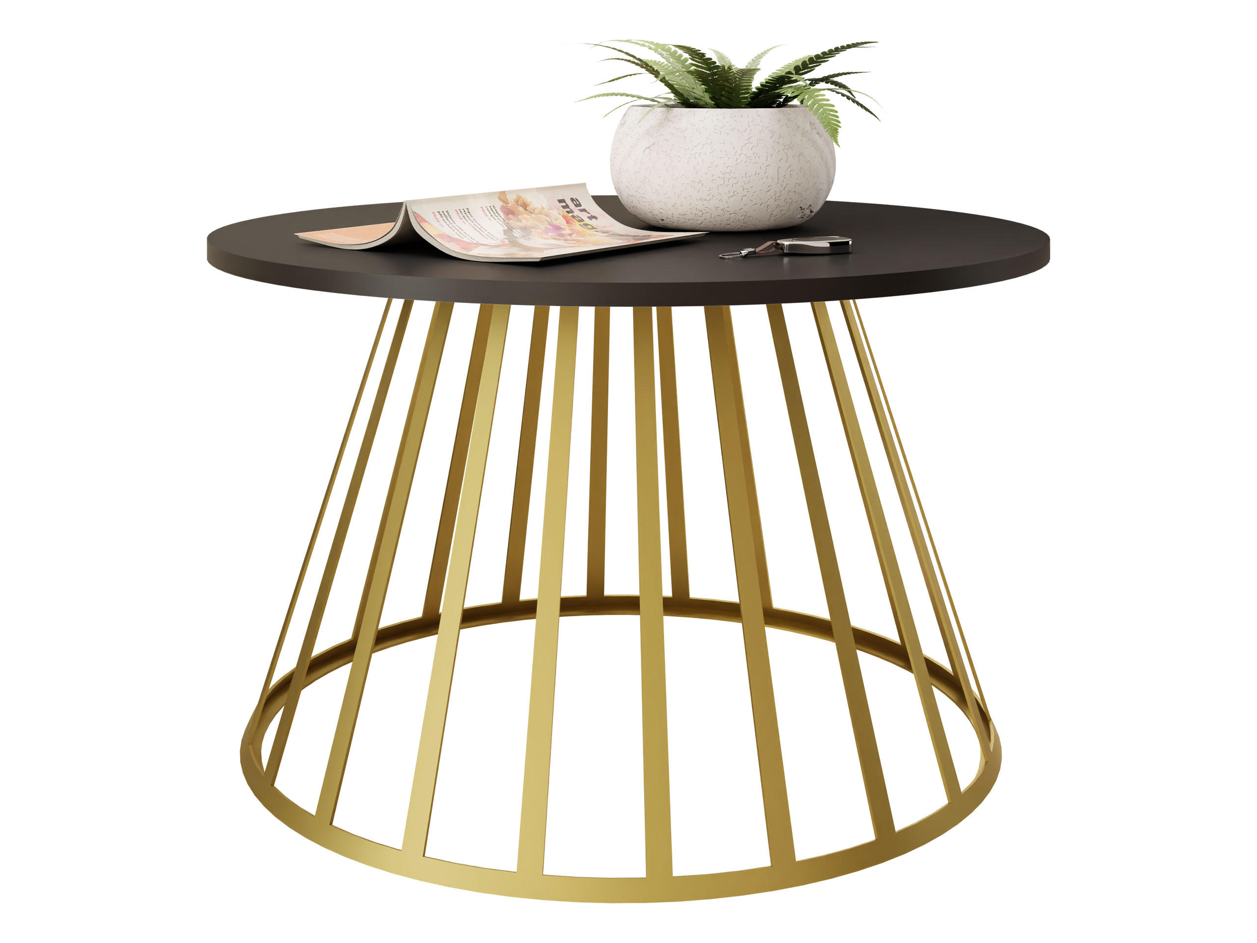 COUCHTISCH Mokod - Goldfarben/Schwarz, Holzwerkstoff/Metall (75/75/45cm) - MIRJAN24
