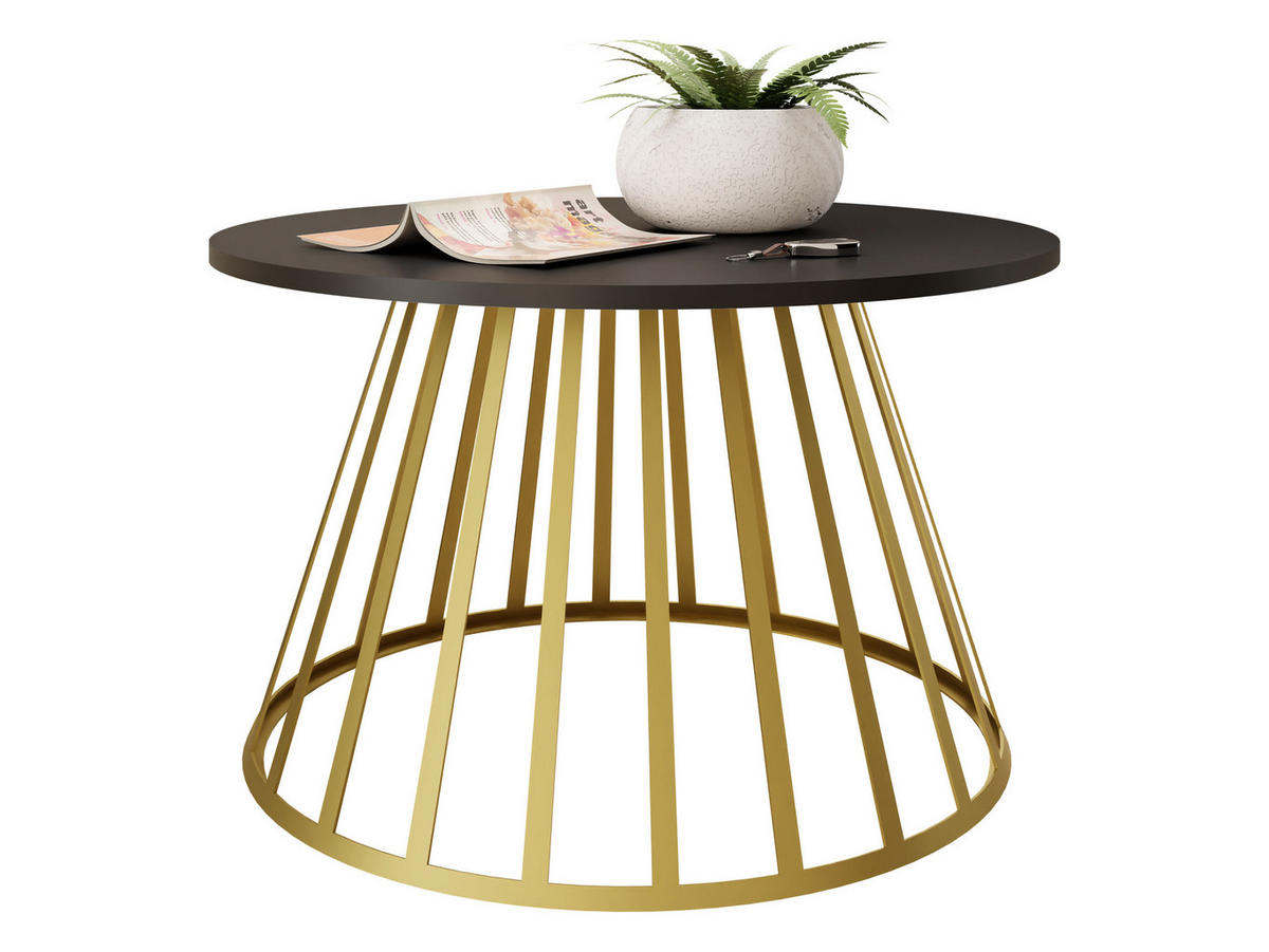 COUCHTISCH Mokod - Goldfarben/Schwarz, Holzwerkstoff/Metall (75/75/45cm) - MIRJAN24