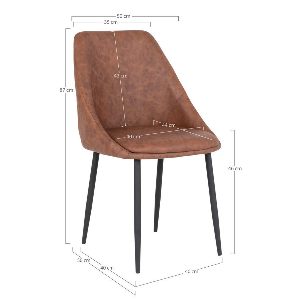 STUHL 2er-Set braun, schwarz - Braun, Holzwerkstoff (50/87/50cm) - ebuy24