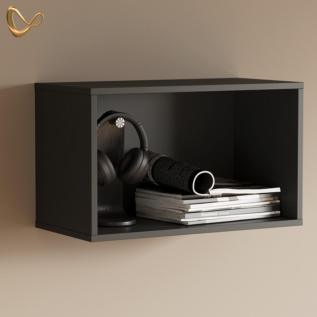 WANDREGAL Lorena Anthrazit 60 x 36 cm - Anthrazit, Holzwerkstoff (60/36/30cm) - Livinity®