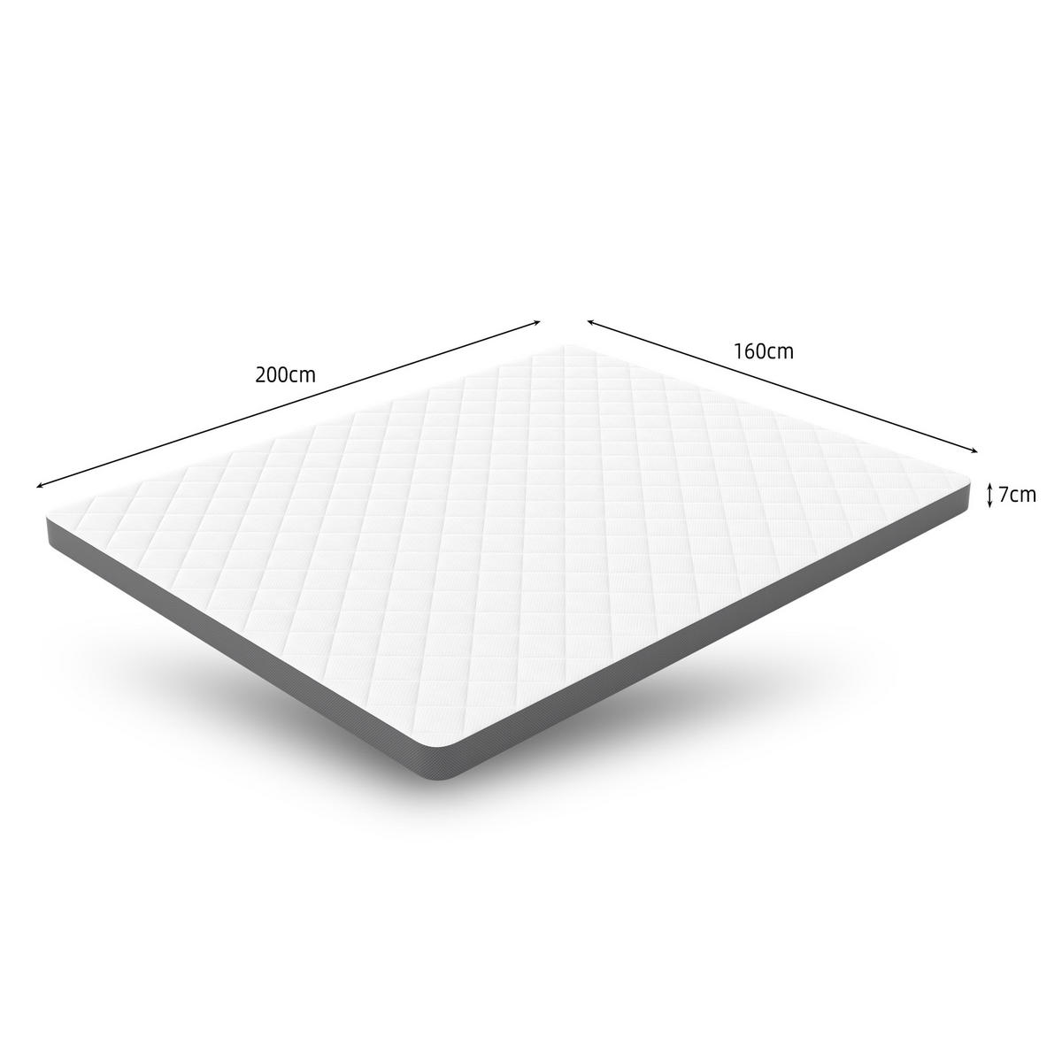 KOMFORTSCHAUMMATRATZE 160/200 cm Weiß + Grau Höhe 7 cm, H3 - Weiß, Textil (160/200cm) - Oxeza