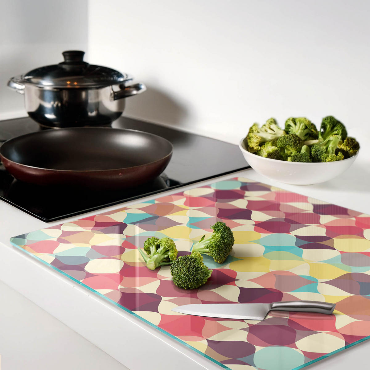 GLASPLATTE 60x52 cm Geometrische Figuren - Multicolor, Glas (60/0.4/52cm) - TULUP