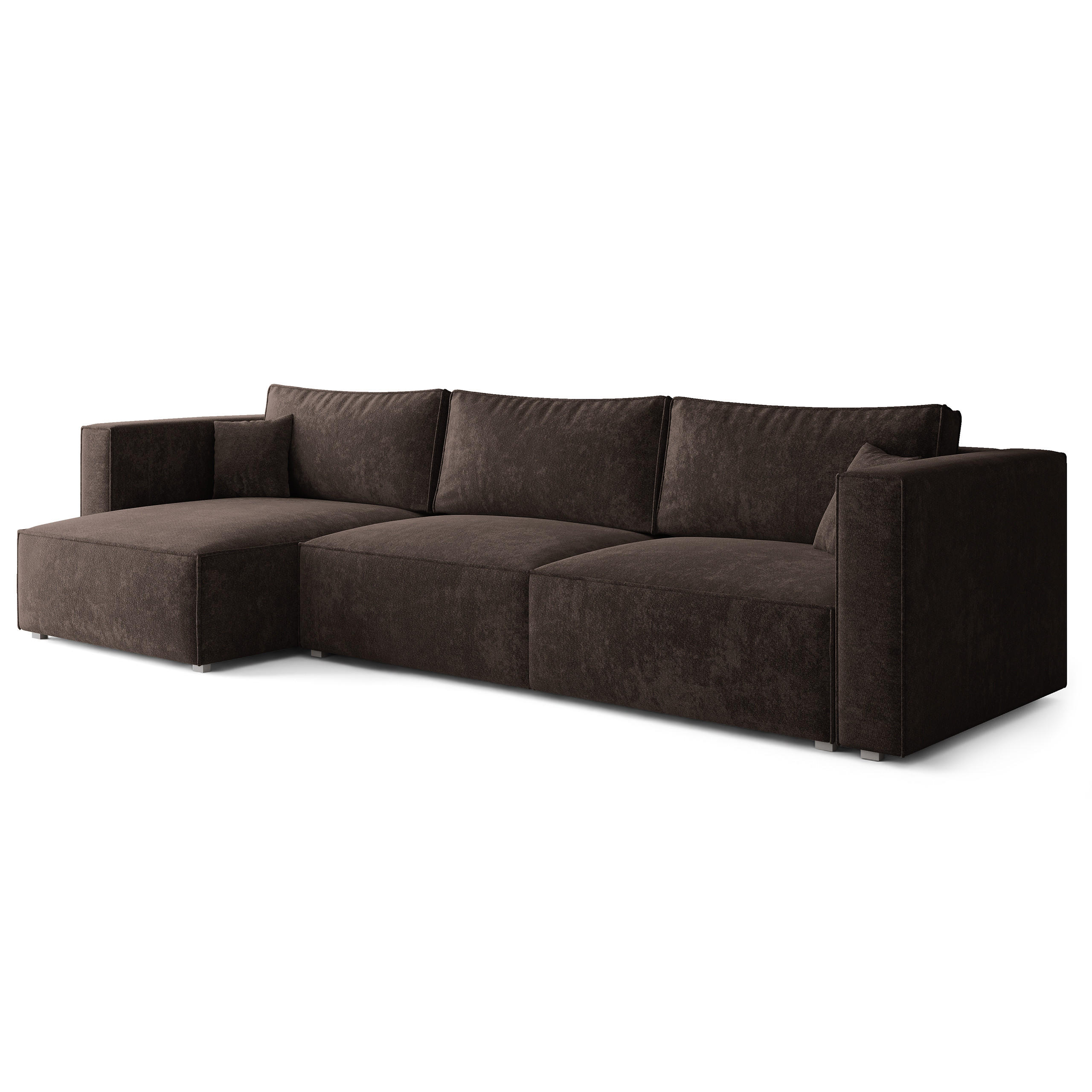 ECKSOFA TOLMO LM Braun Chenille mit Schlaffunktion - Braun, Holzwerkstoff/Textil (347/148cm) - MASSENO