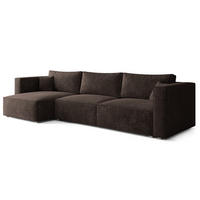 ECKSOFA TOLMO LM Braun Chenille mit Schlaffunktion - Braun, Holzwerkstoff/Textil (347/148cm) - MASSENO