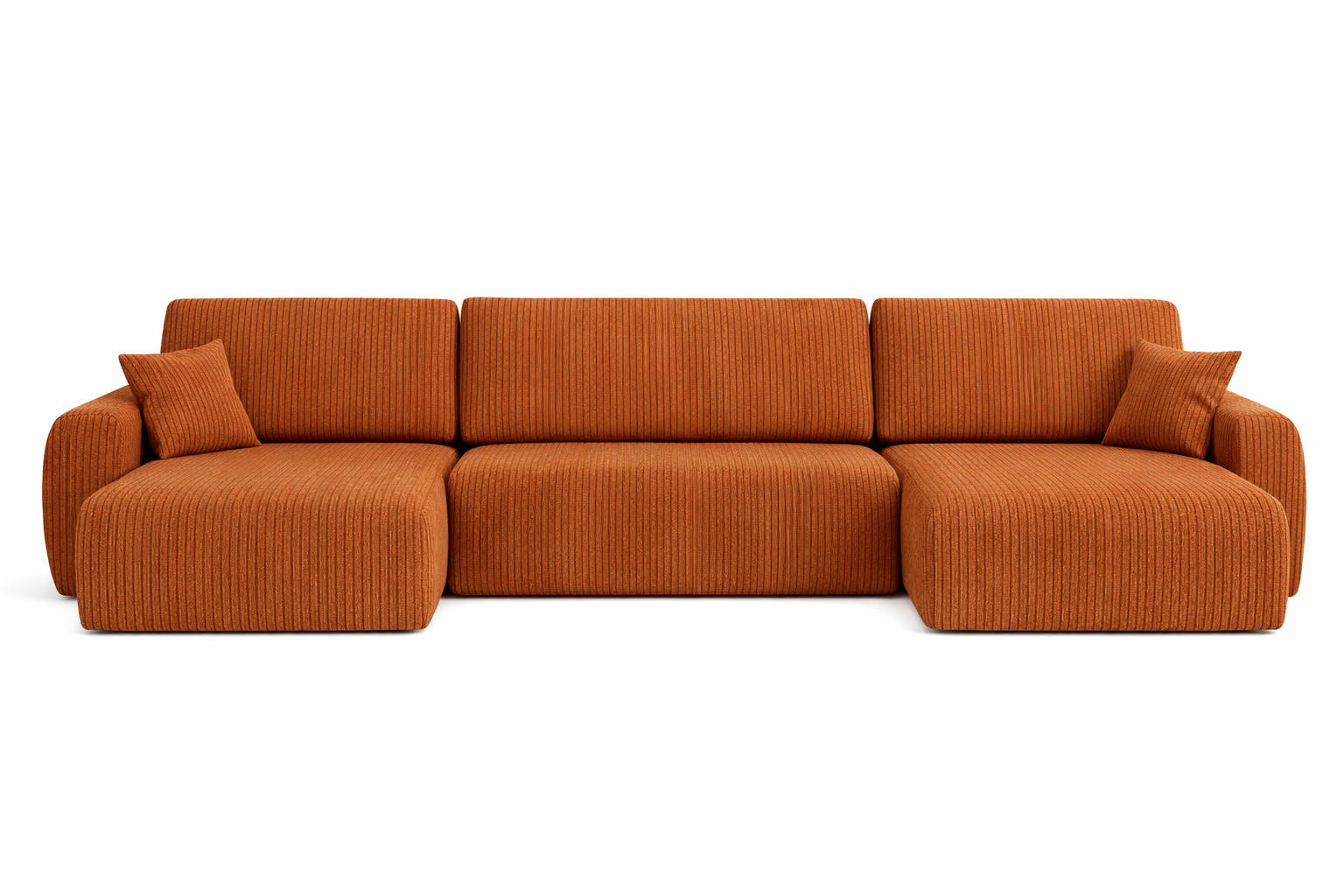 ECKSOFA Mit Schlaffunktion Und Bettkasten U-Form Ariel U, Cordstoff Poso, Kupfer - Orange, Holz (342/142cm) - Kaiser Möbel