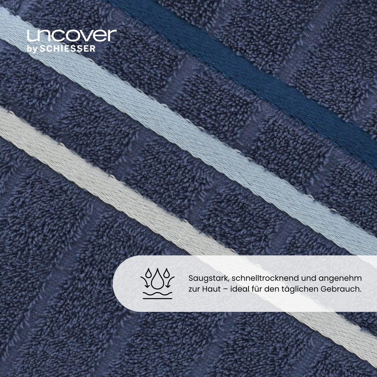 DUSCHTUCHSET Ohio - 2-teilig - 70 x 140 cm - Dunkelblau - Dunkelblau, Textil (70/140cm) - Uncover by Schiesser