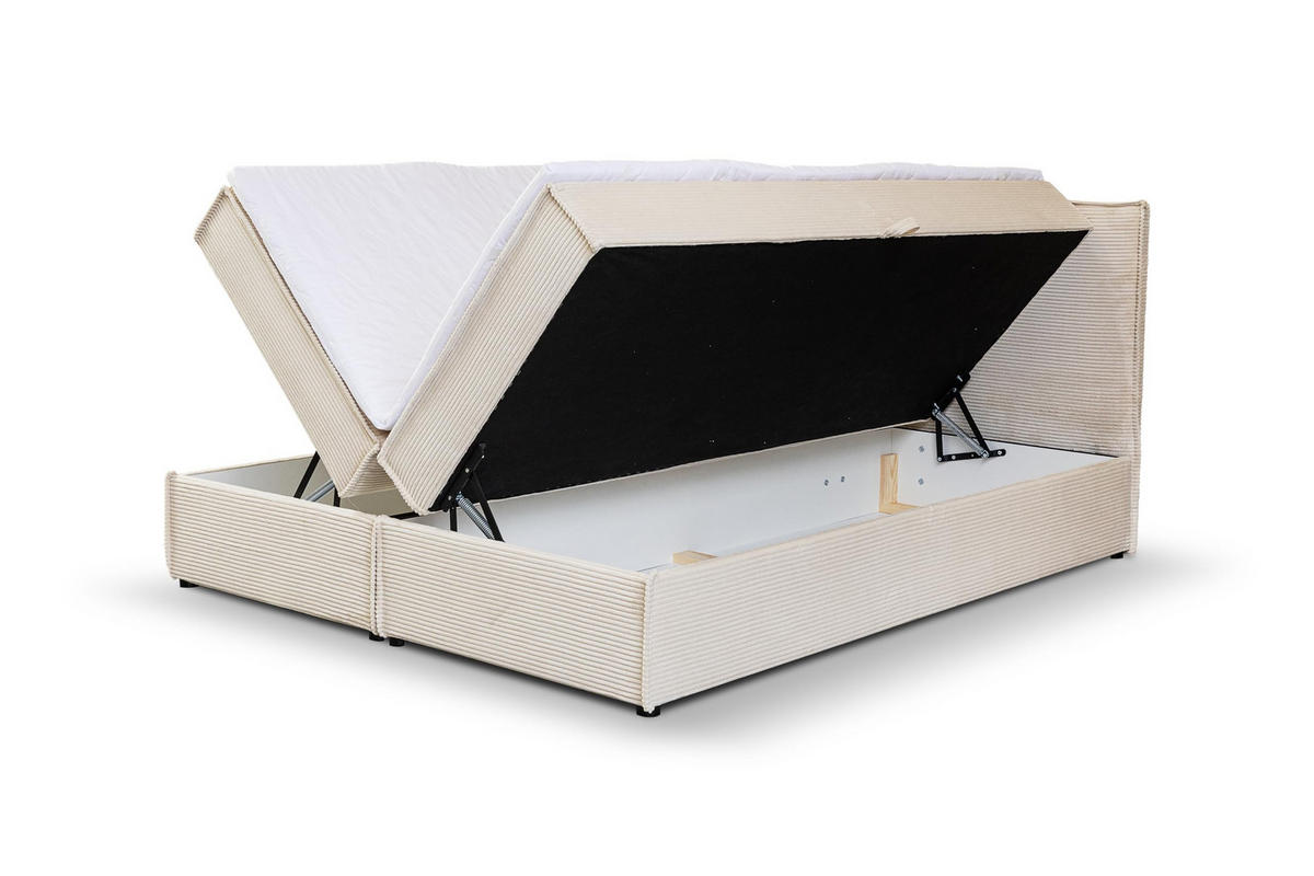 BOXBETT GLORIA mit Bettkästen H2/H3 Matratze 160 x 200 cm - Beige, Holzwerkstoff (160/200cm) - VENASI MÖBEL