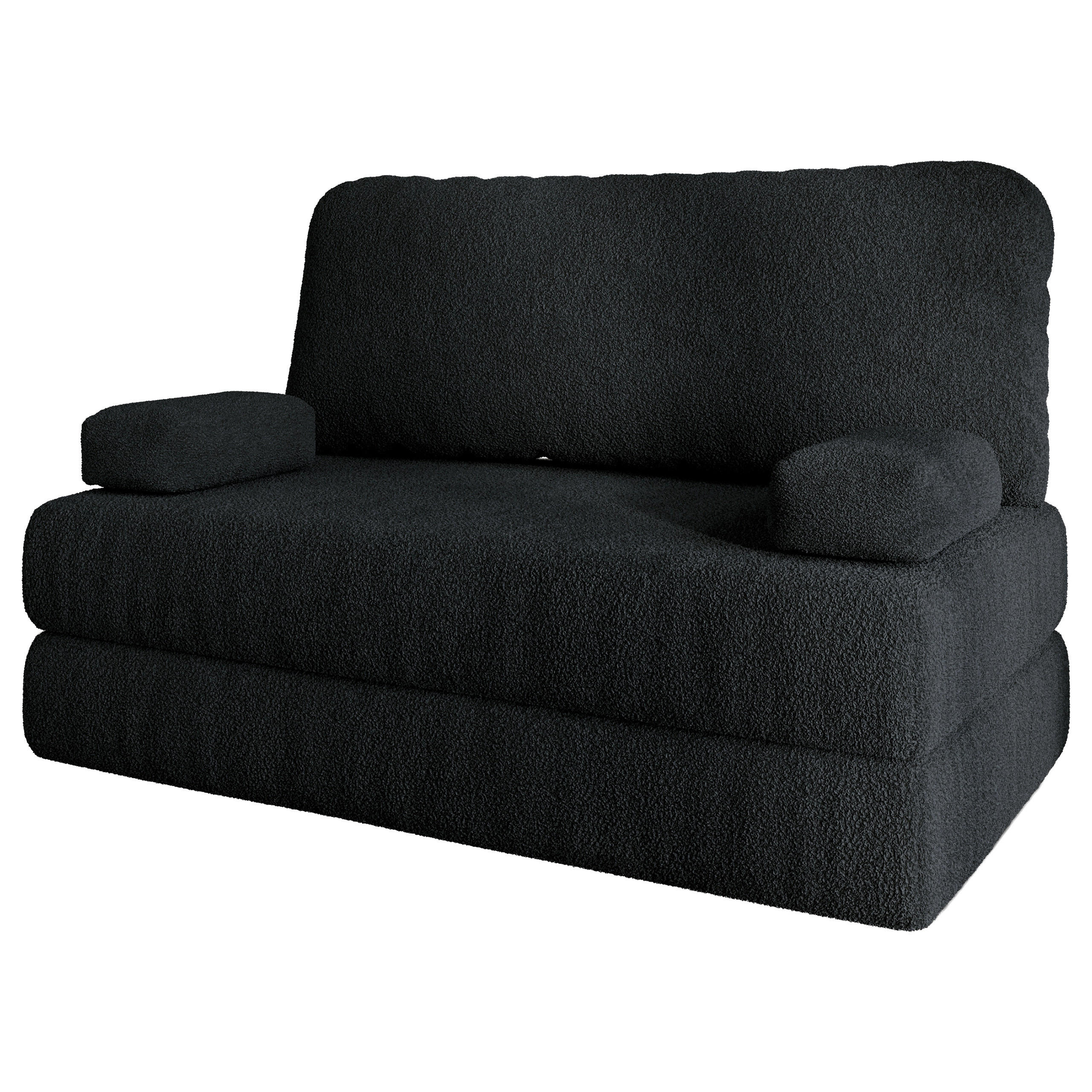 BETTSOFA KESTE aus Schaumstoff Bucle-Stoff Schwarz Schlaffunktion - Schwarz, Textil (140/86/60cm) - MASSENO