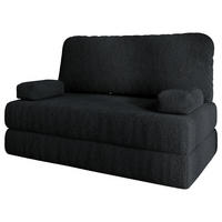 BETTSOFA KESTE aus Schaumstoff Bucle-Stoff Schwarz Schlaffunktion - Schwarz, Textil (140/86/60cm) - MASSENO