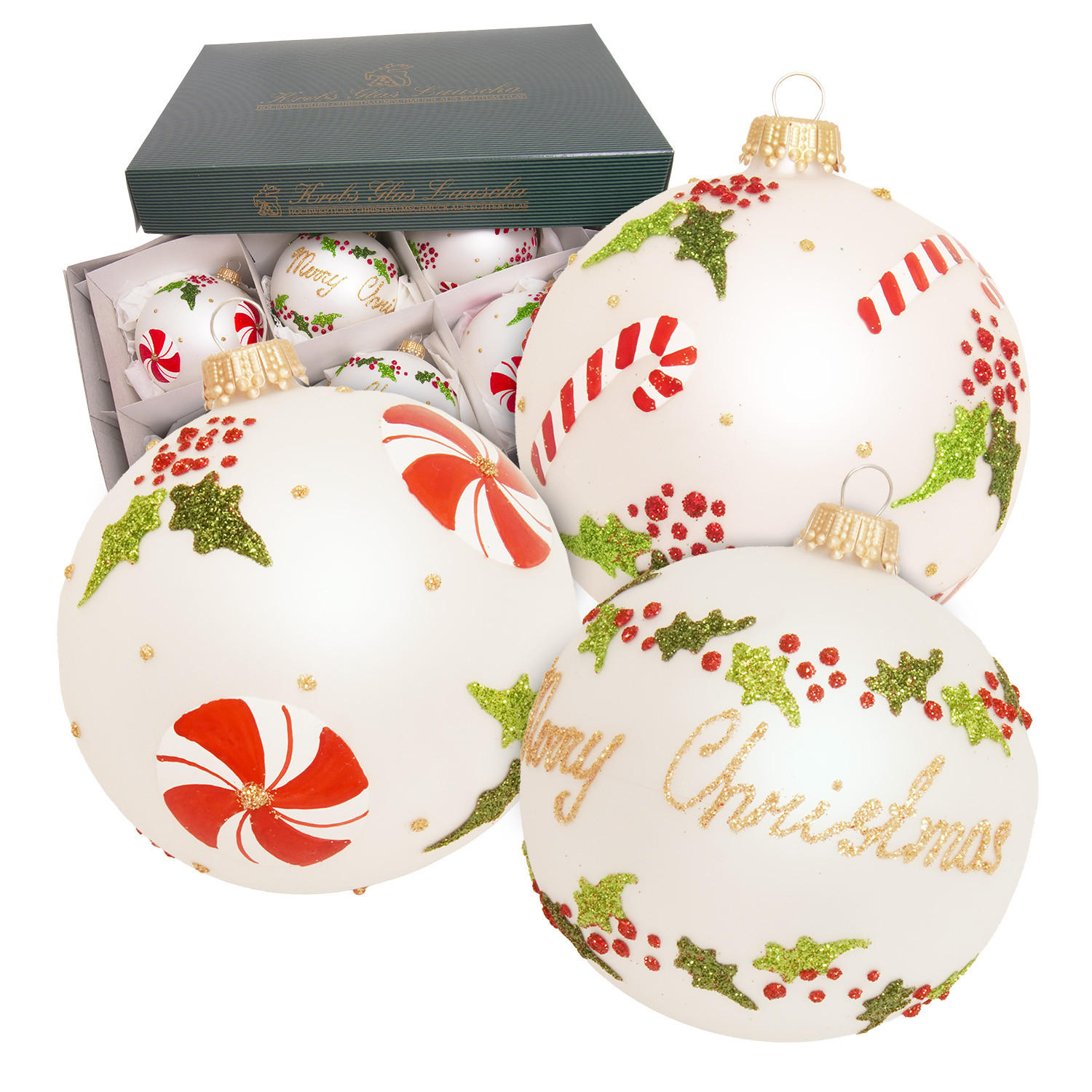 CHRISTBAUMKUGELN Merry Christmas Silberfarbig 8cm (Glas / 6 Stk.) - Silberfarben, Glas (8/8/8cm) - Krebs Glas Lauscha