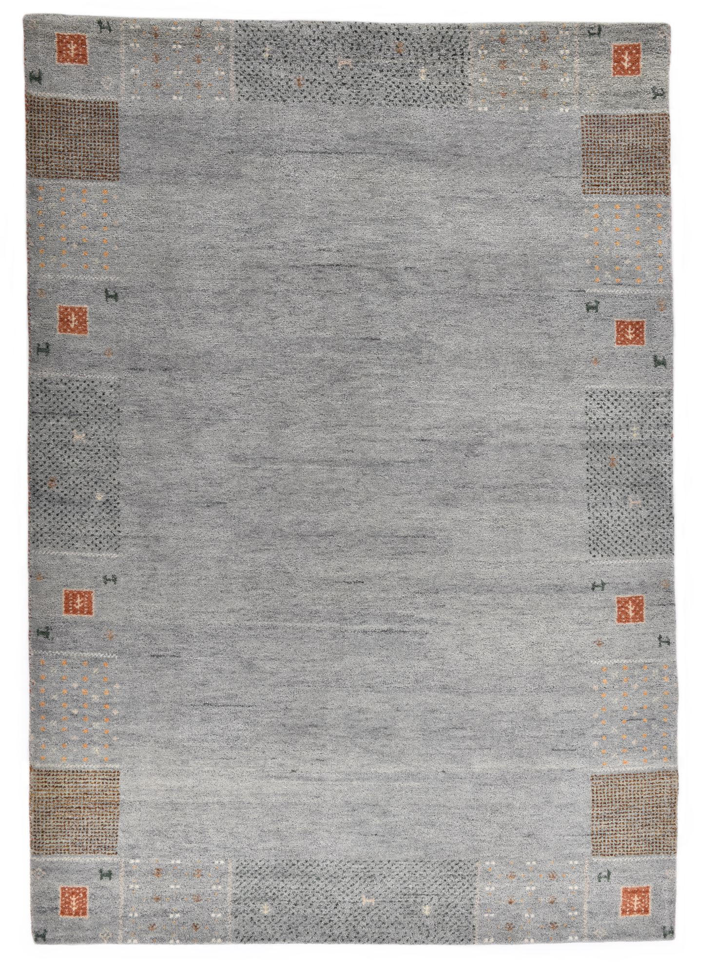 Theko Handknüpfteppich Grau 250x350 cm