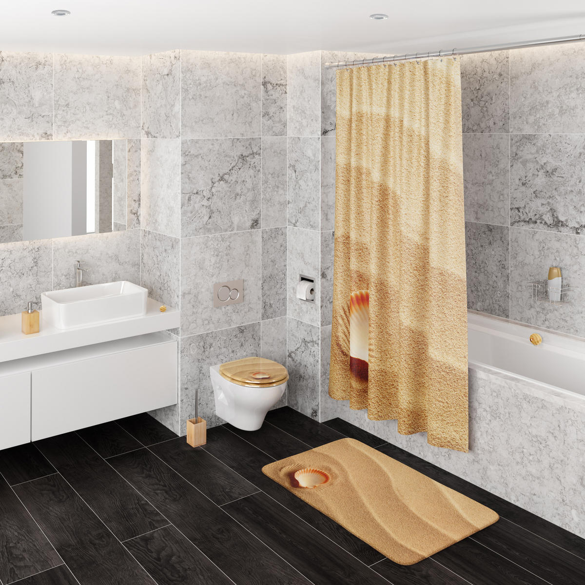 WC-SITZ mit Absenkautomatik Clam - Braun, Holzwerkstoff (38/6/47cm) - Sanilo