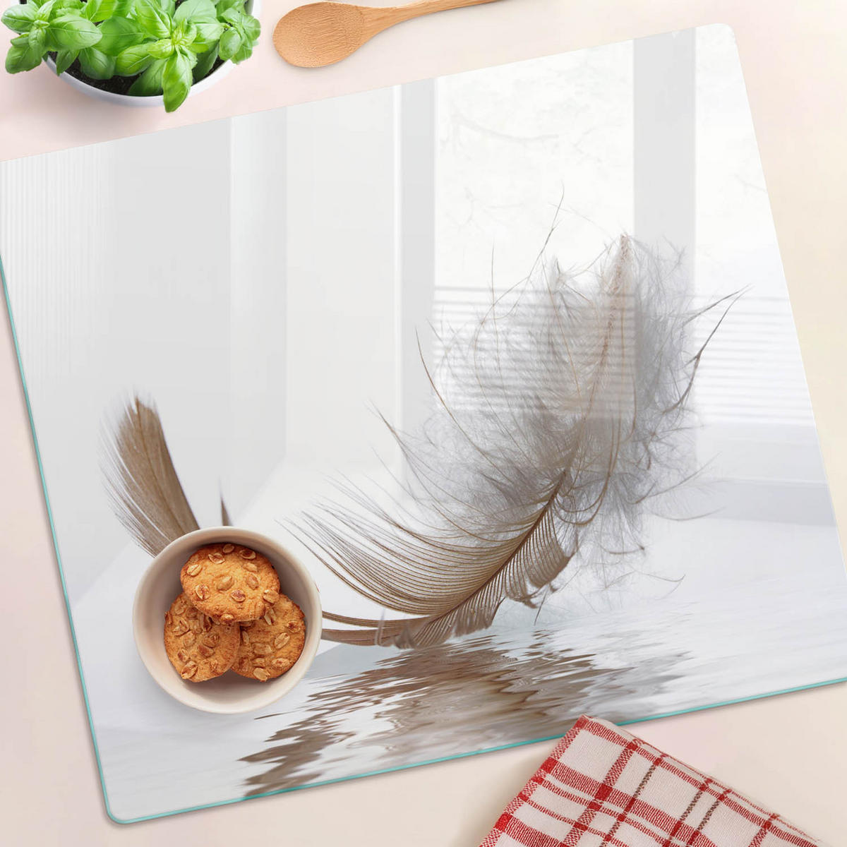 GLASPLATTE 60x52 cm Quellwasser - Beige, Glas (60/0.4/52cm) - TULUP