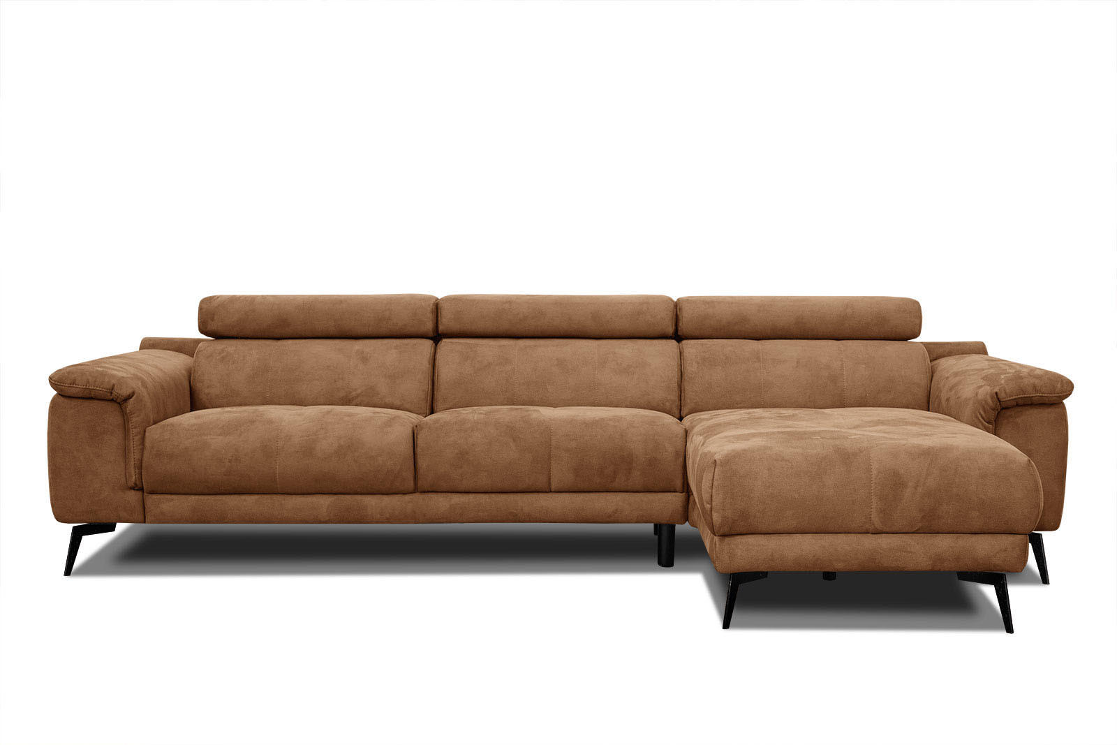 ECKSOFA FIERO 4-Sitzer, braun - Schwarz/Braun, Holzwerkstoff/Textil (288/170cm) - Courtois Laville