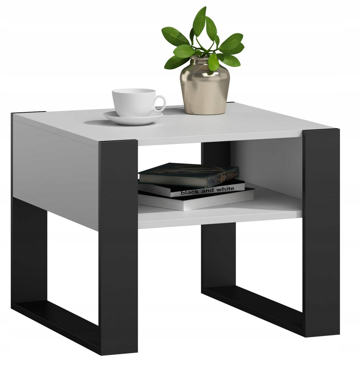 COUCHTISCH KAJA Weiß-Schwarz 60/53,6/50 cm - Multicolor, Holzwerkstoff (53.6/60/50cm) - Matkam Möbel