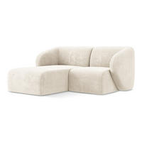 ECKSOFA Links Chenille Stoff Beige - Creme/Schwarz, Holzwerkstoff/Kunststoff (178/166cm) - Makamii