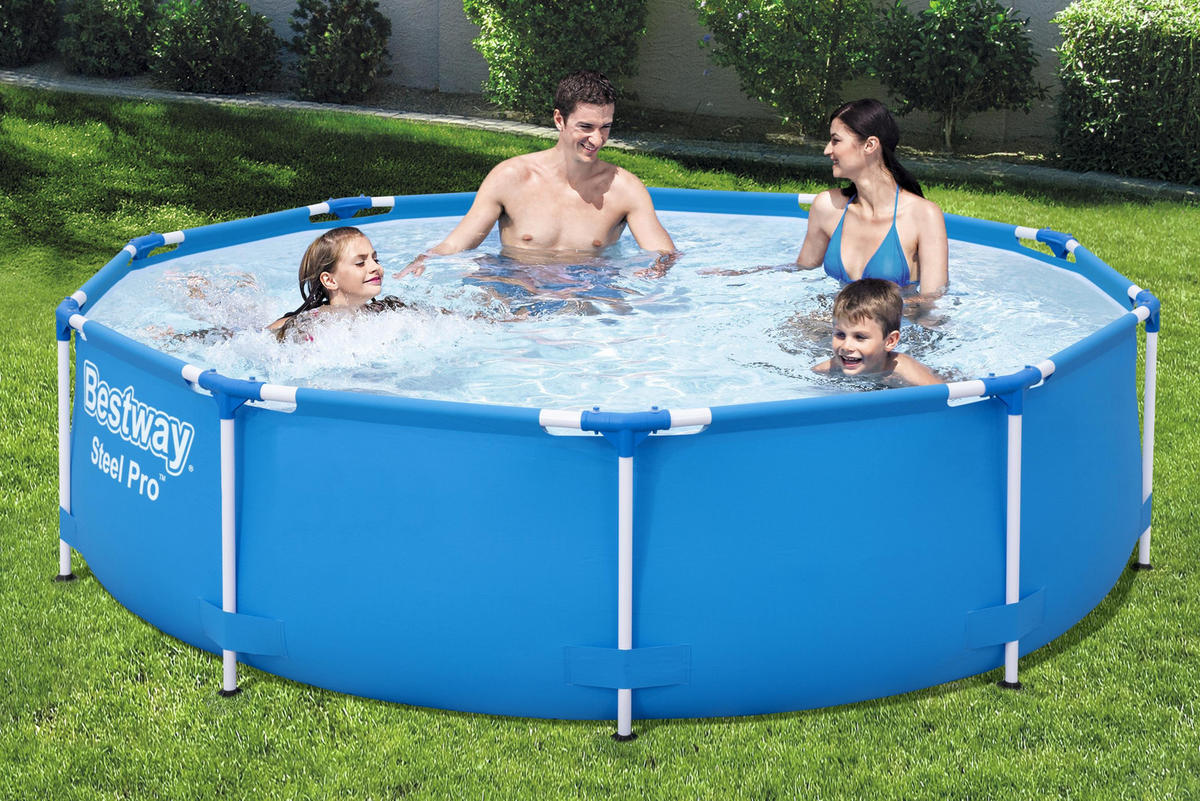 POOL Timm rund Blau 76x305x305cm - Blau, Kunststoff (305/76/305cm) - DELUKE