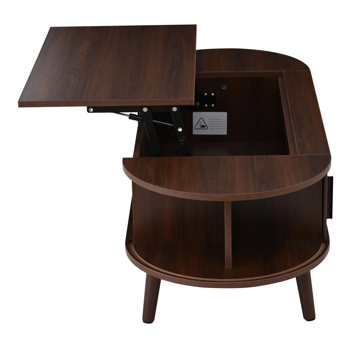 KONFERENČNÍ stolek 120/50/39,5 cm ořechový z MDF s nastavitelnou deskou a skrytým úložným prostorem - ořechová, kompozitní dřevo (120/50/39.5cm) - OKWISH