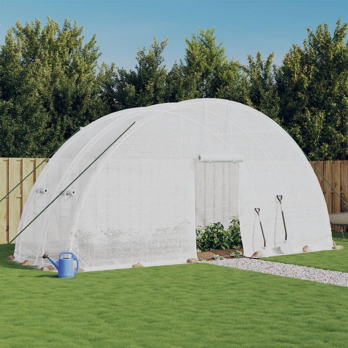 GEWÄCHSHAUS mit Stahlrahmen Weiß 12 m² 6x2x2,85 m - Weiß, Kunststoff (6/2.85/600cm)