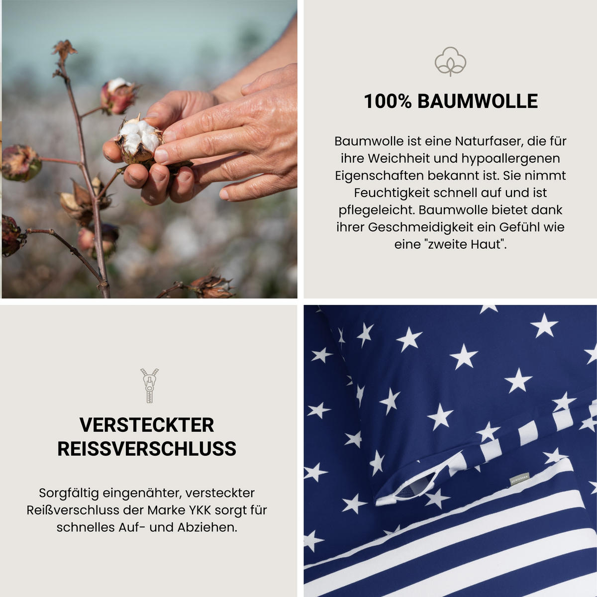 BETTWÄSCHESET Sterne - Feinbiber - 2-teilig - 155 x 220 cm - Blau - Blau, Textil (155/220cm) - SCHIESSER