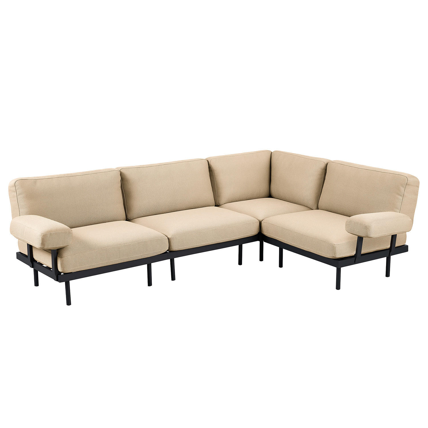 OUTDOOR-ECKSOFA - Beige, Textil/Metall (273/80/186cm) - home24