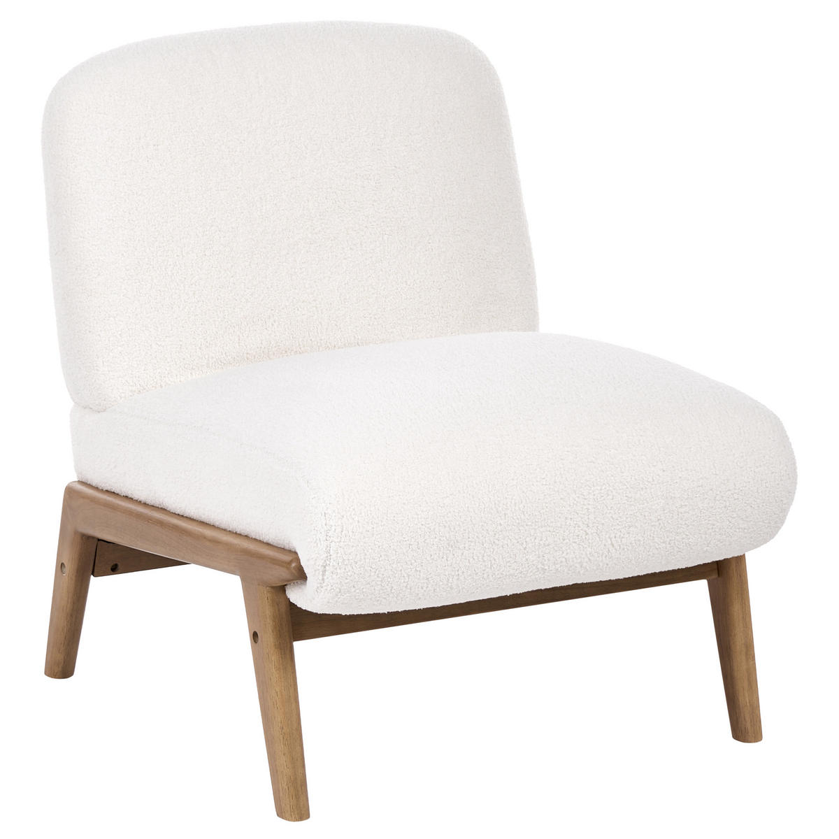 SESSEL Bouclé Cremeweiß Niva - Creme/Weiß, Textil (61/76/78cm) - Beliani