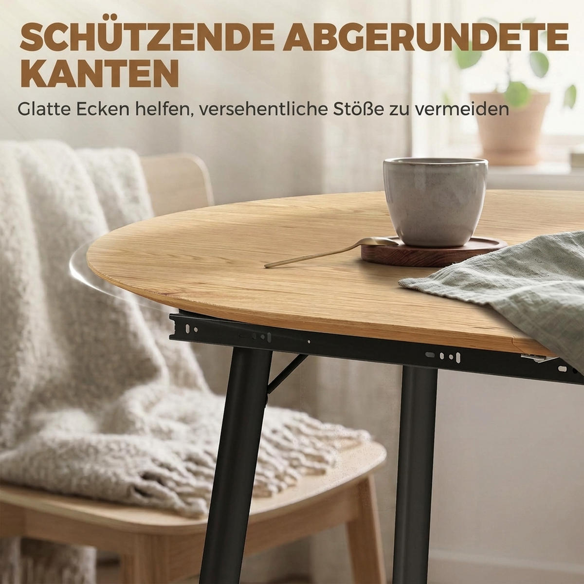 AUSZIEHBARER-ESSTISCH MDF Eiche - Eichefarben/Schwarz, Holzwerkstoff/Metall (160/80/75cm) - HOMCOM