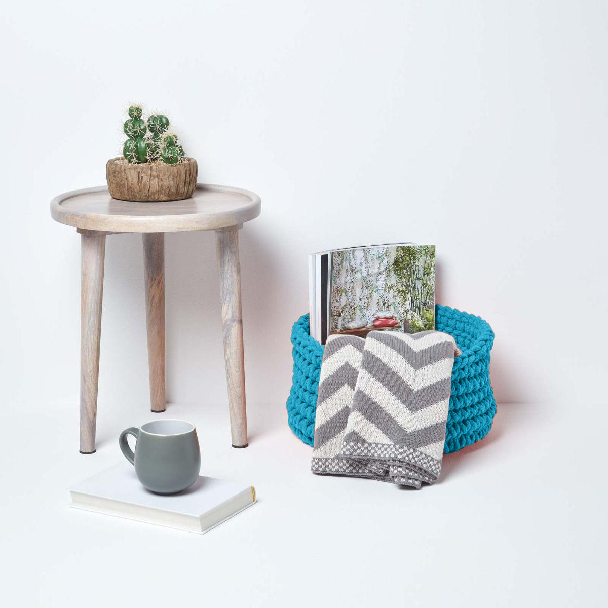 AUFBEWAHRUNGSKORB Baumwolle 37/21 cm - Türkis, Textil (37/37/21cm) - Homescapes