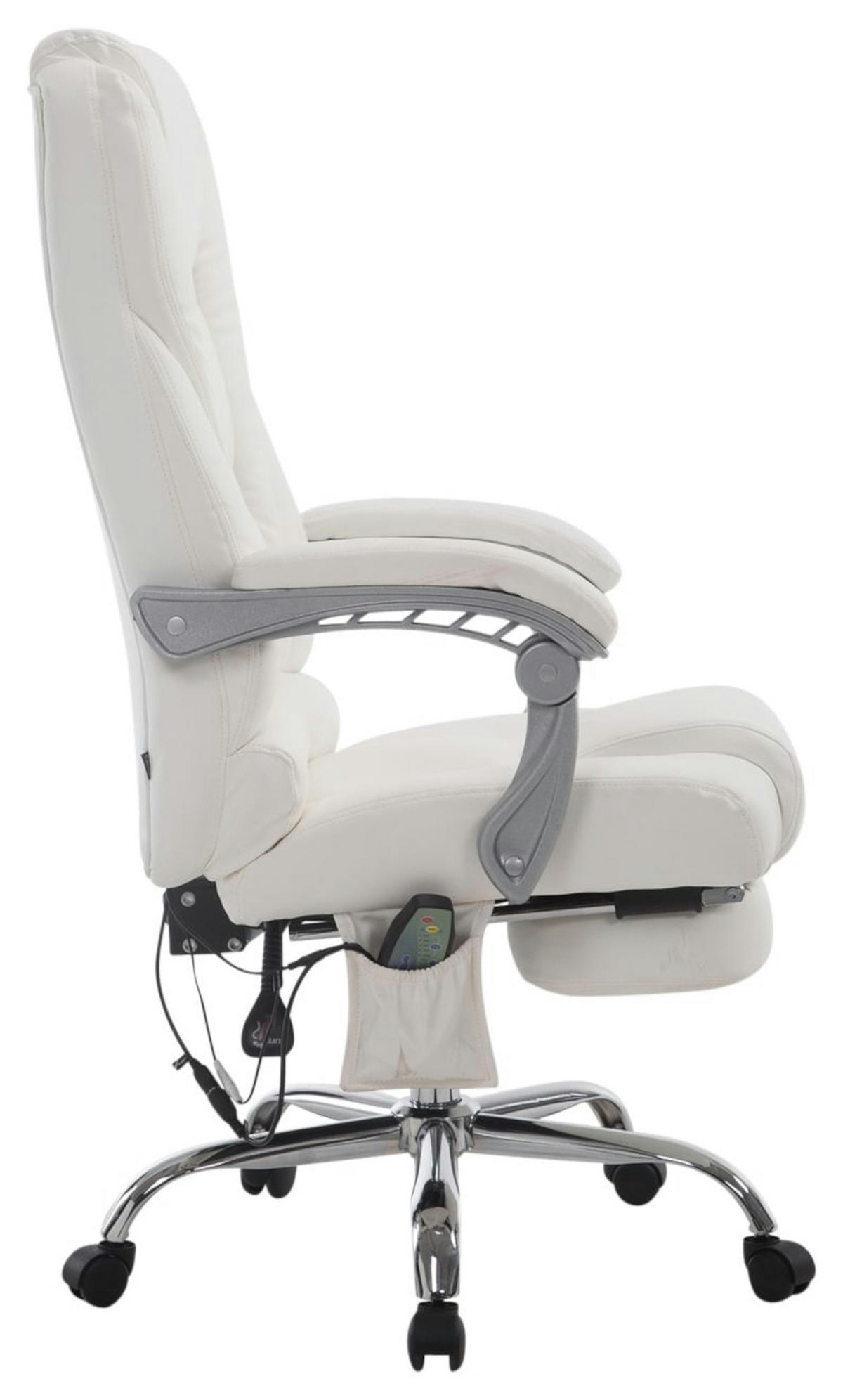 BÜROSTUHL Pacira, Kunstleder mit Massagefunktion Weiß - Weiß, Textil/Metall (68/127/64cm) - TPFLiving