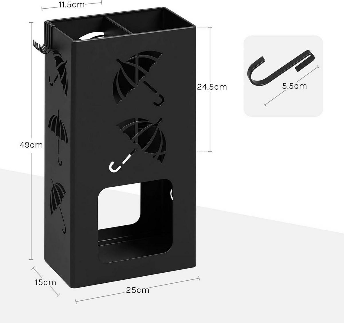 SCHIRMSTÄNDER 2 Slots, 4 Haken, Metall , Anthrazit - Anthrazit, Metall (25/49/15cm) - Woltu
