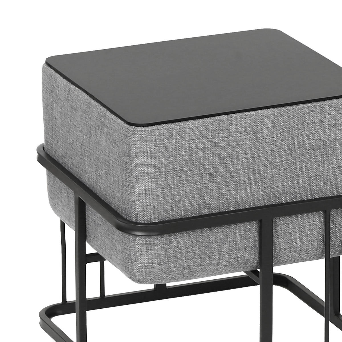 SADA STOLIČEK 2 KS Tas - černá/světle šedá, kov/kompozitní dřevo (38/38/38cm) - [en.casa]