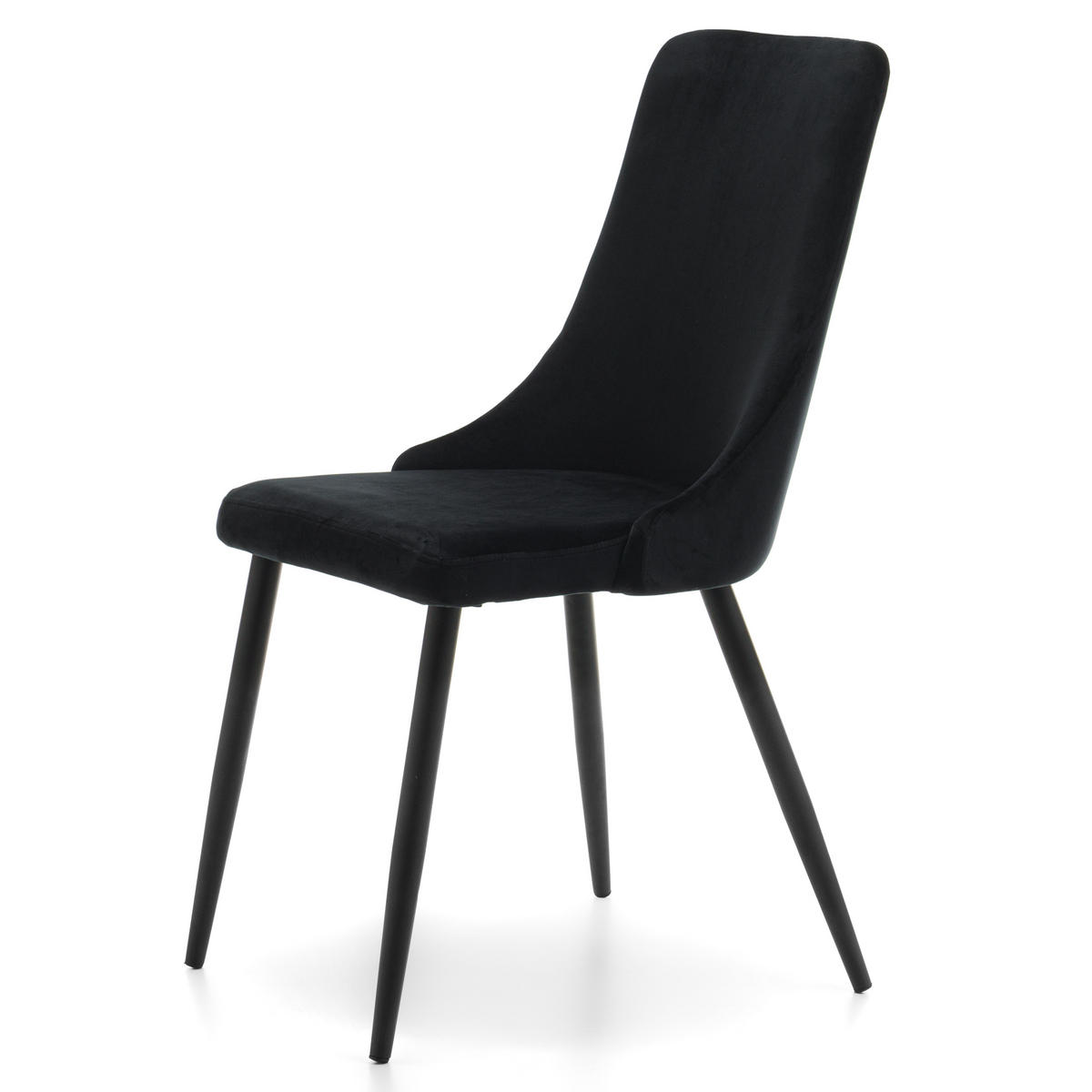 STUHL UNO gepolstert - schwarz - Samt Velours - Schwarz, Textil/Metall (48/95/57cm) - NEW HOME