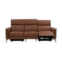 3-SITZER Sofa Borea Echtleder mit 1 x Relaxfunktion Cognacbraun - Cognac, Leder/Metall (220/102/98cm)