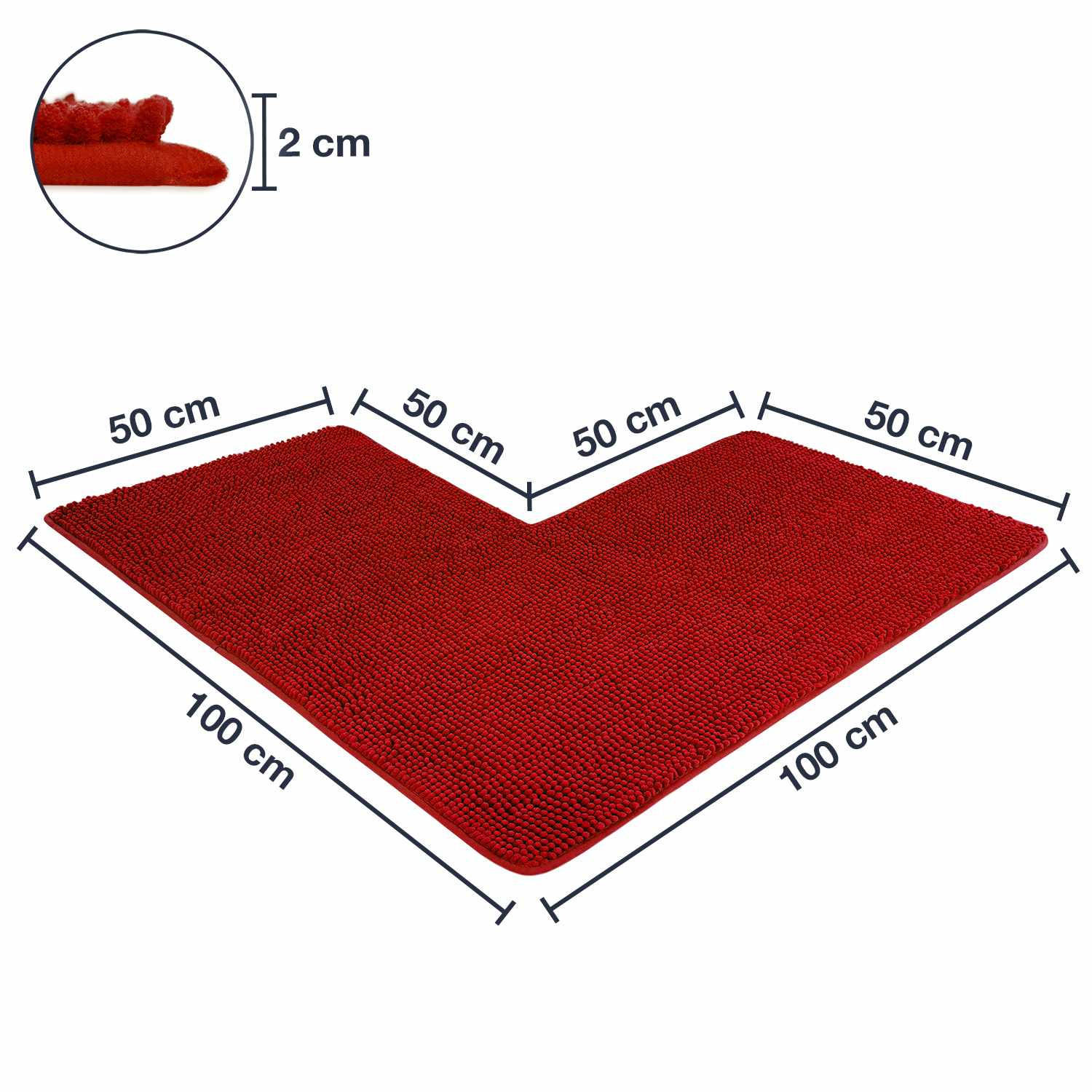 ECKBADEMATTE PARIS - Rot, Textil (100/100cm) - WohnDirect